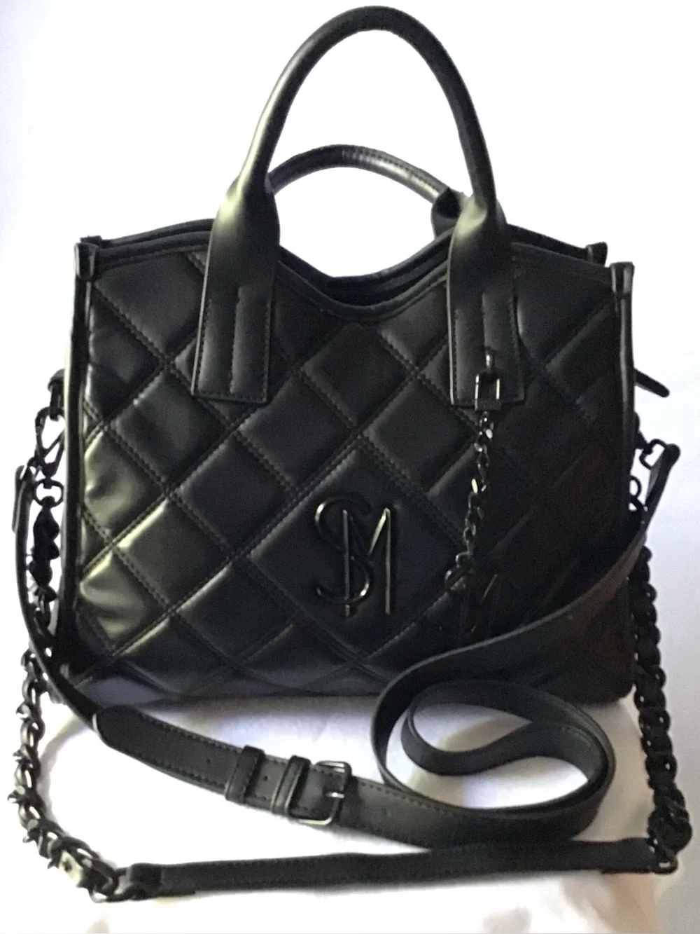 465 Steve Madden Black Quilted Top-Handle Shoulder Bag - Designer-Inspired